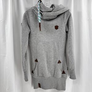 Naketano Hoodie Sz S Gray Pullover Streetwear Trendy Pockets